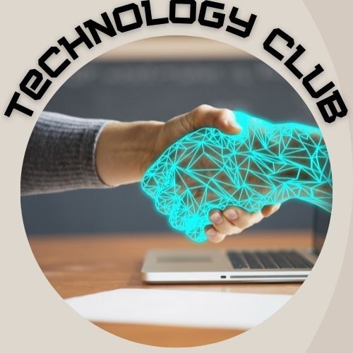 Technology Club with person shaking hand with AI